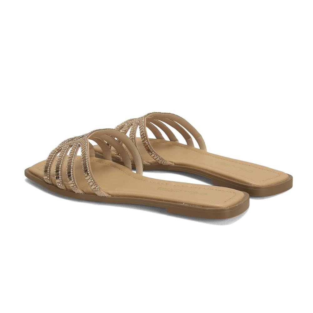 Rasteira de pedrarias ouro rosê Bege 3