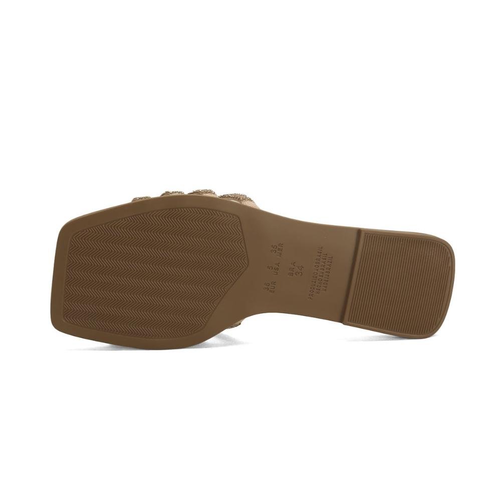 Rasteira de pedrarias ouro rosê Bege 5