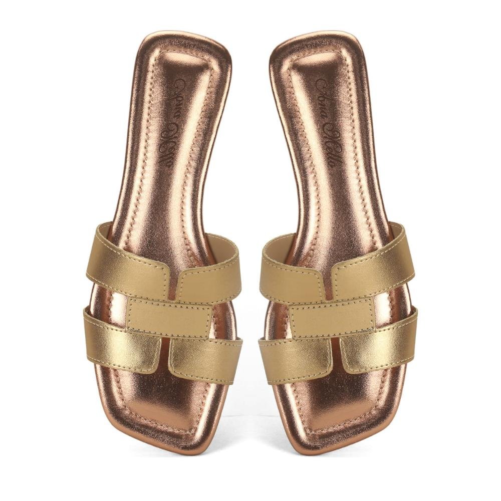 Rasteira em h ouro rosê Dourado 2