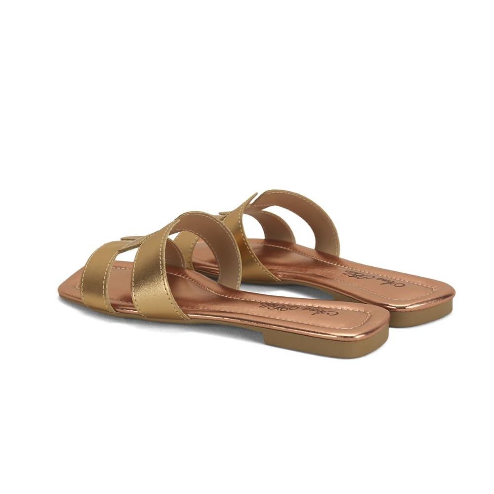 Rasteira em h ouro rosê Dourado 3