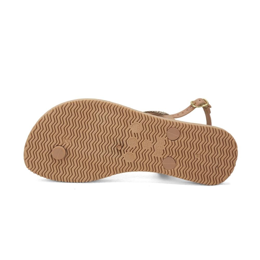 Rasteira emborrachada com pedrarias nude Bege 5