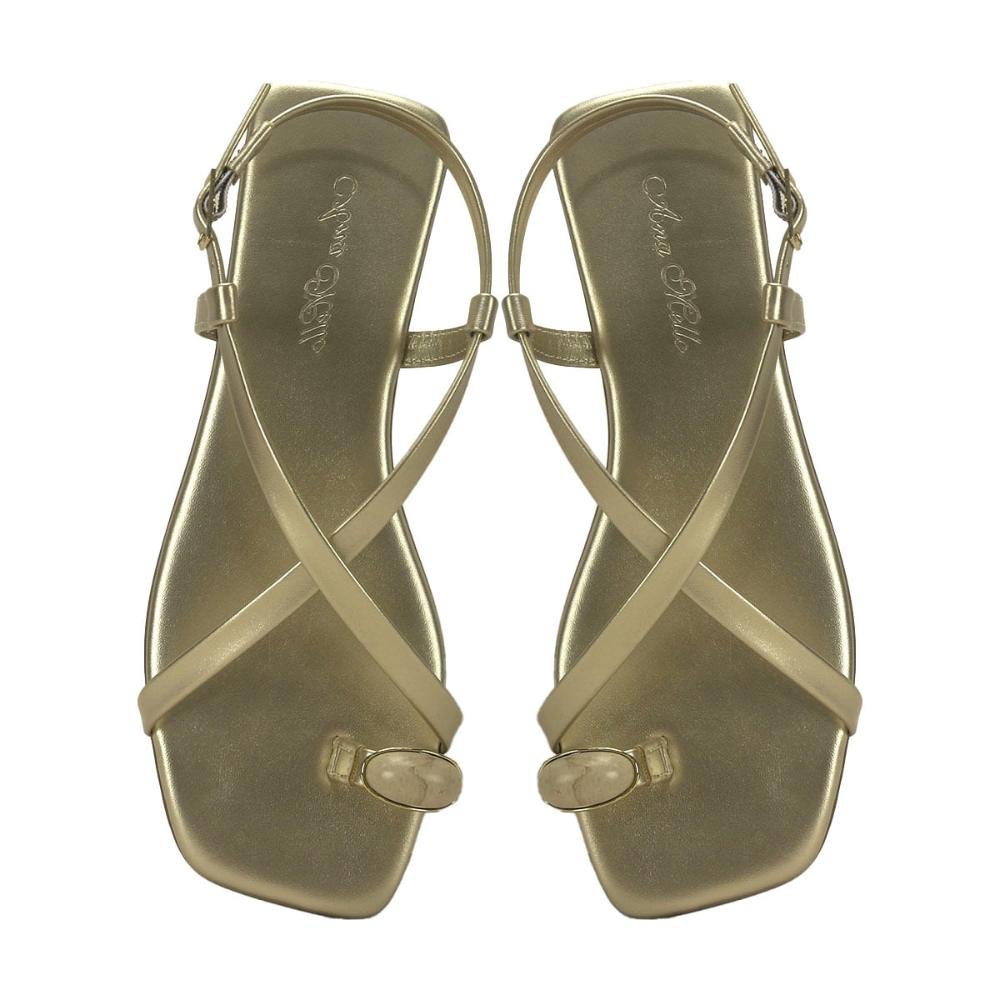 Rasteira anel de dedo pedraria ouro light Dourado 2