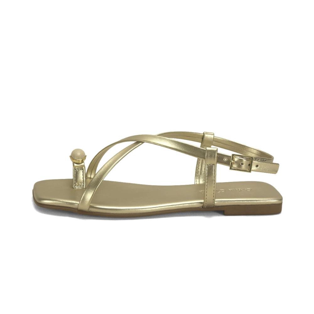 Rasteira anel de dedo pedraria ouro light Dourado 3