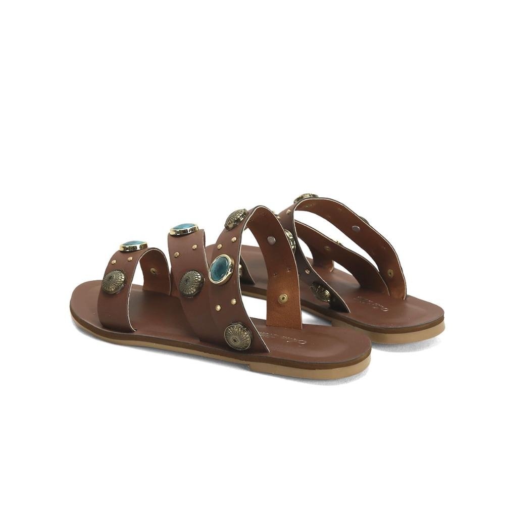 Rasteira café com pedras turquesa Marrom 3