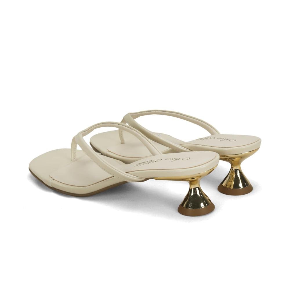 Sandália de dedo saltinho off white Branco 3