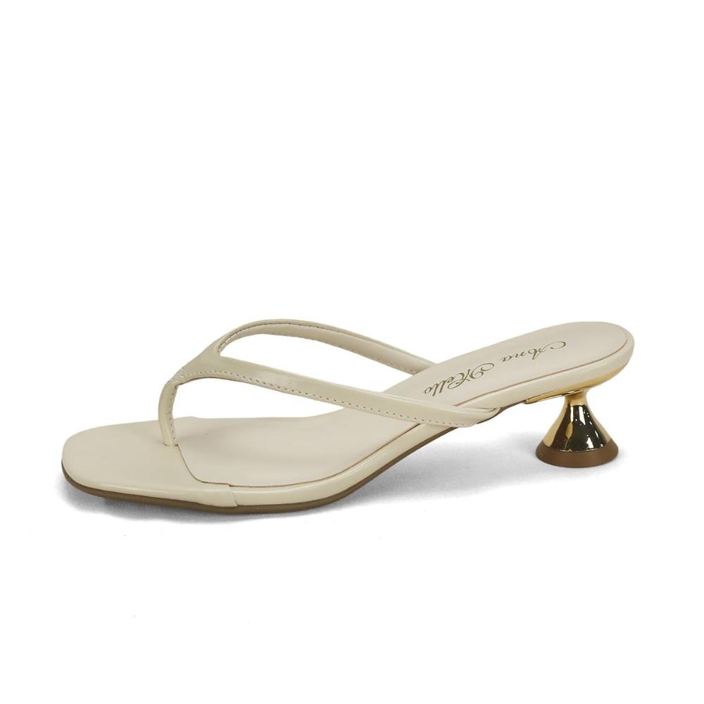 Sandália de dedo saltinho off white Branco 4