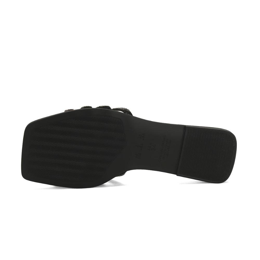 Rasteira de pedrarias preta Preto 5