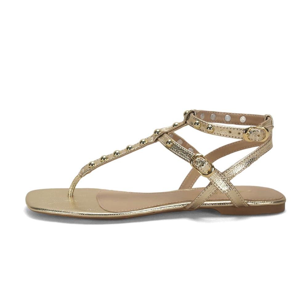 Rasteira gladiadora com bolinhas ouro light Dourado 4