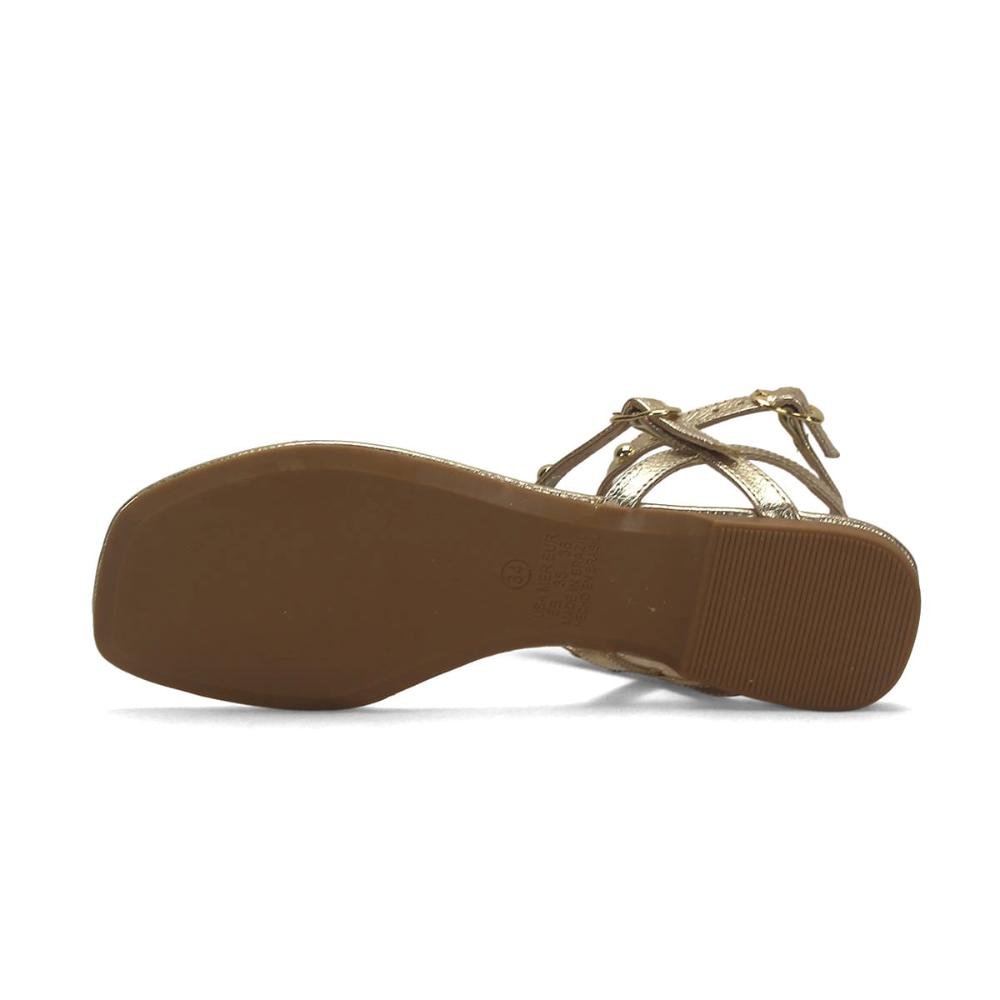 Rasteira gladiadora com bolinhas ouro light Dourado 5