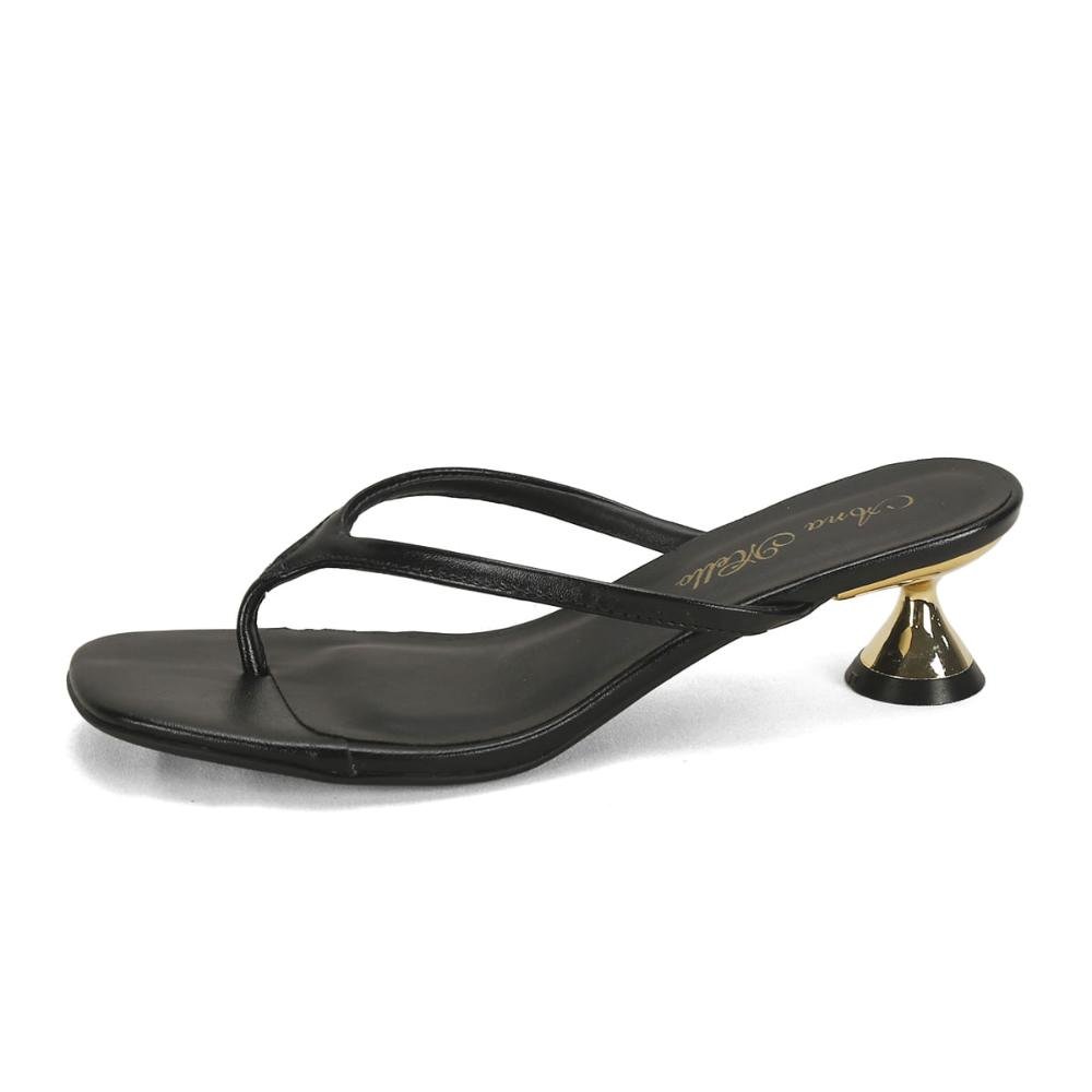Sandália de dedo saltinho preto Preto 4