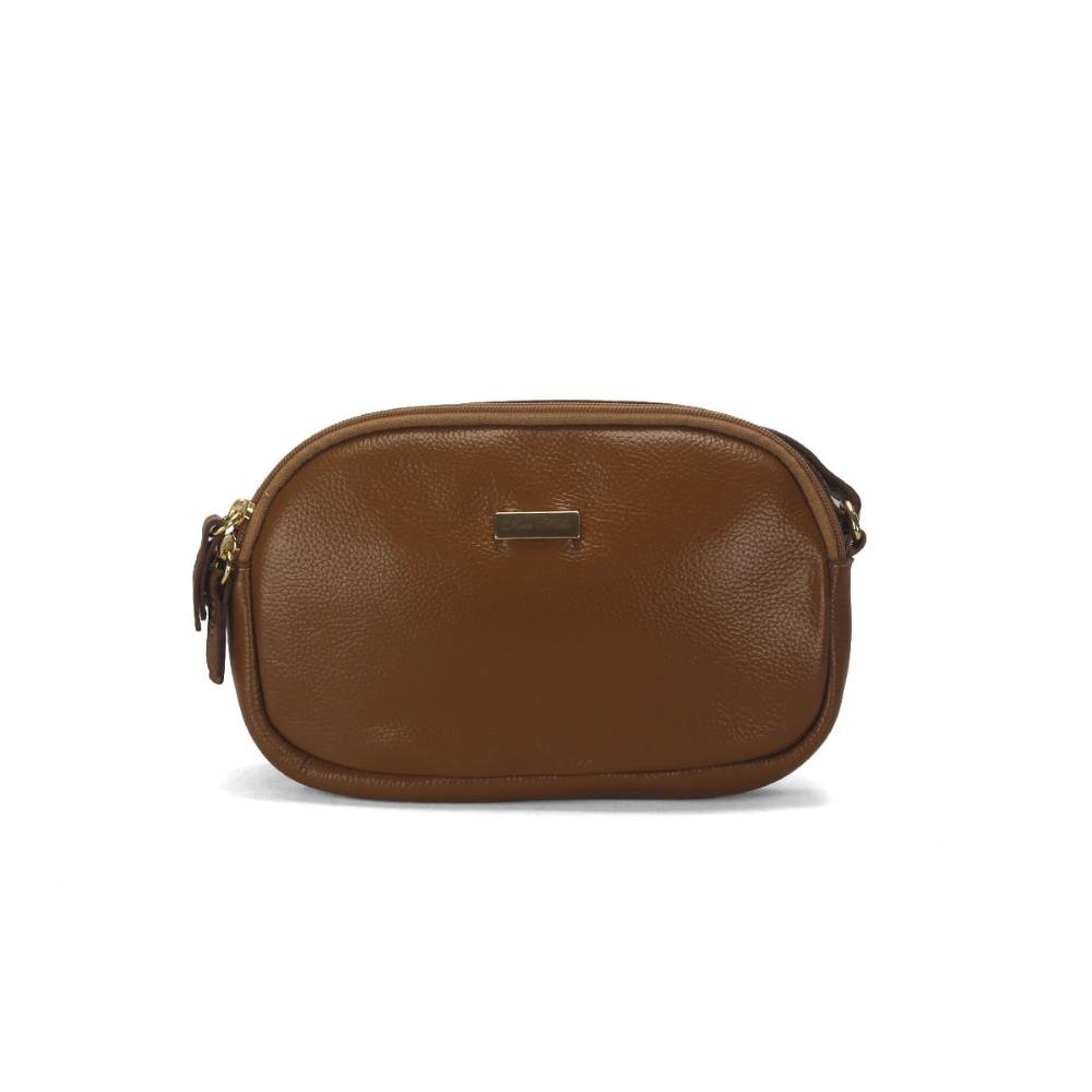 Bolsa tiracolo pequena couro caramelo