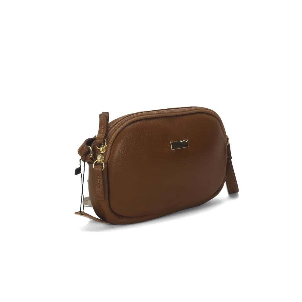 Bolsa tiracolo pequena couro caramelo Marrom 3