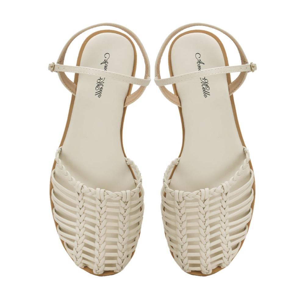 Sandália macramê off white Branco 2