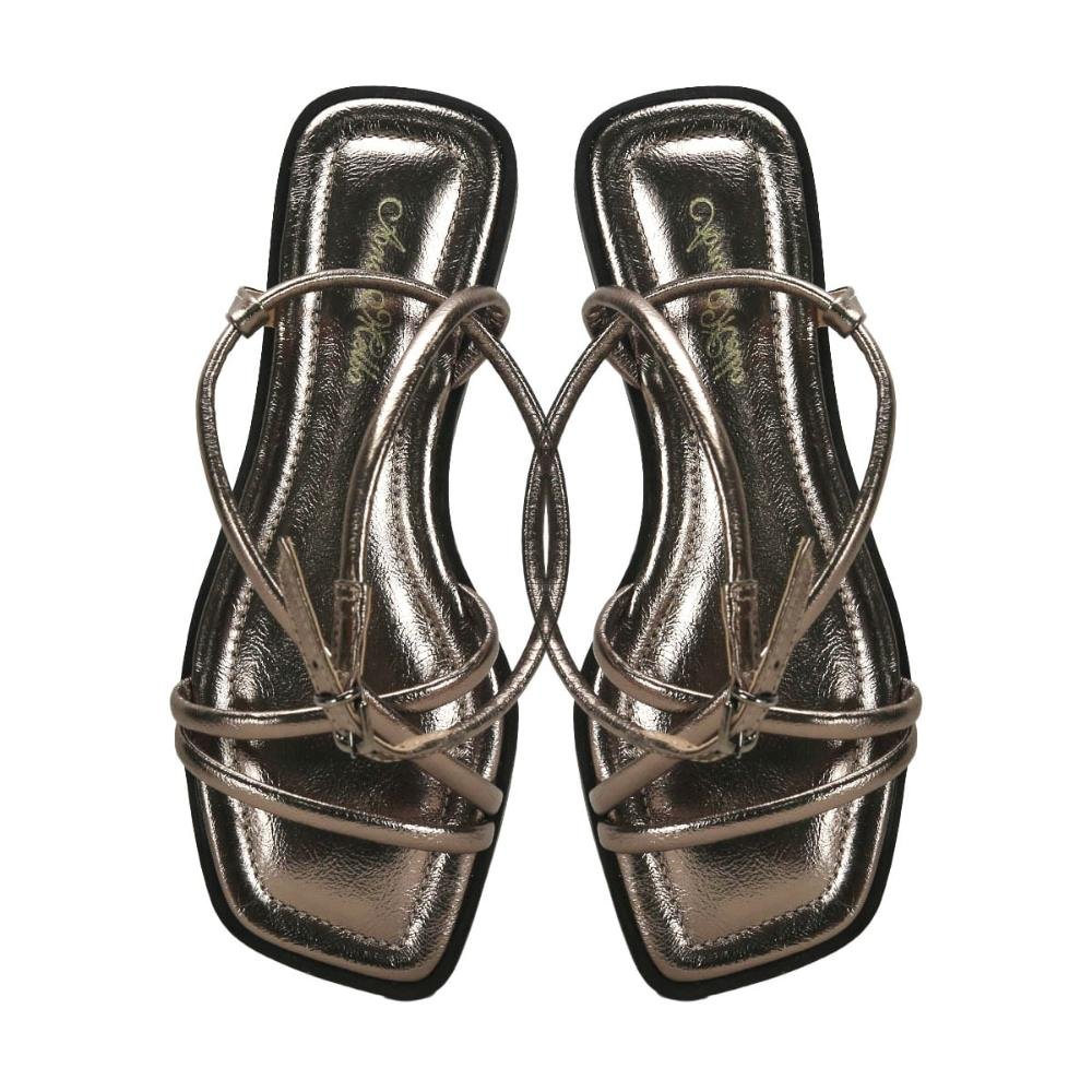 Rasteira sandália tiras metalizadas ônix Ônix 2