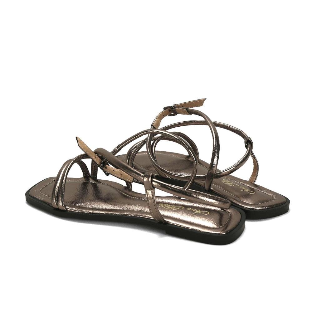 Rasteira sandália tiras metalizadas ônix Ônix 3