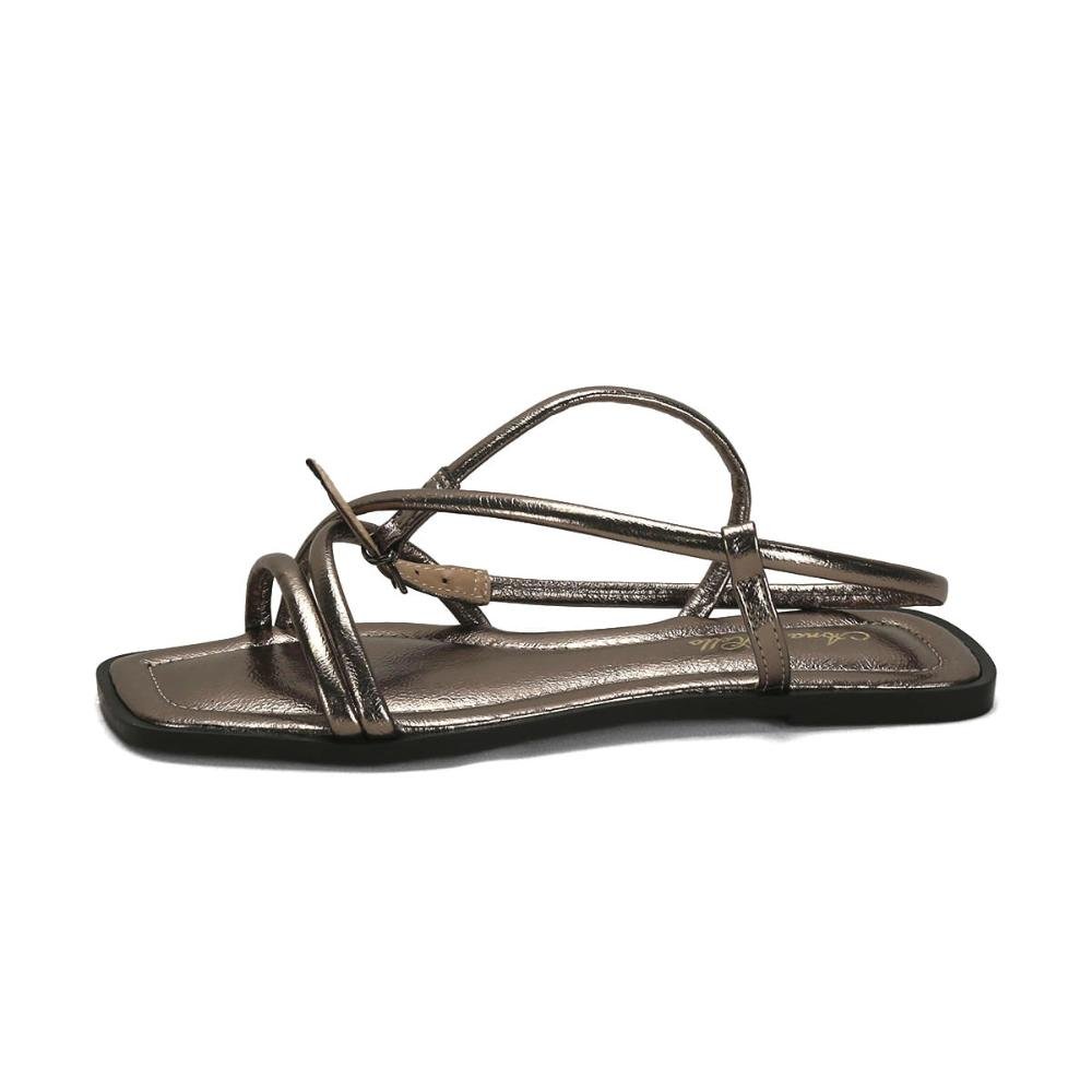 Rasteira sandália tiras metalizadas ônix Ônix 4