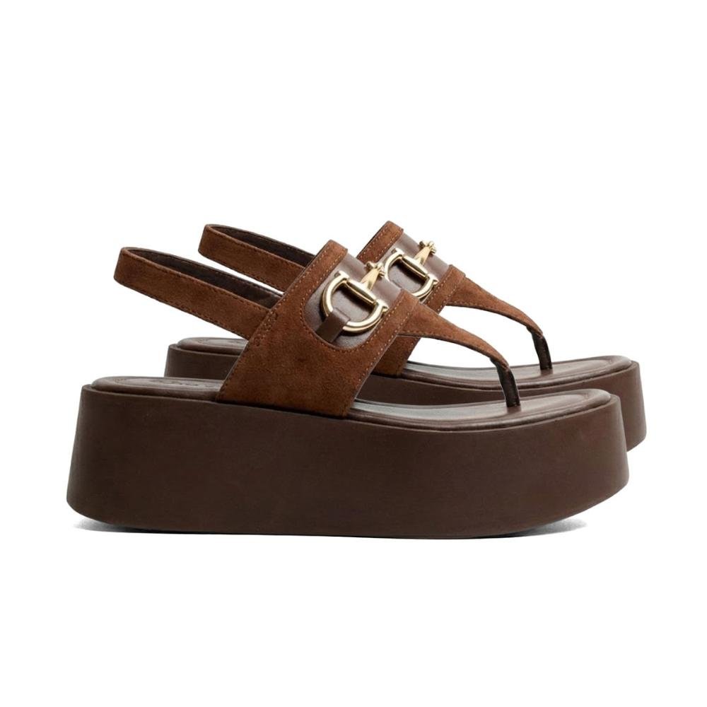 Sandália Napa Café Salto 5,5cm