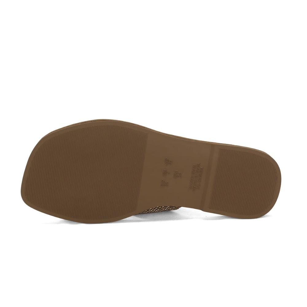 Rasteira em x com strass ouro Marrom 5