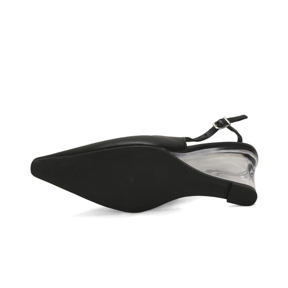 Scarpin slingback com salto acrilico preto Preto 5