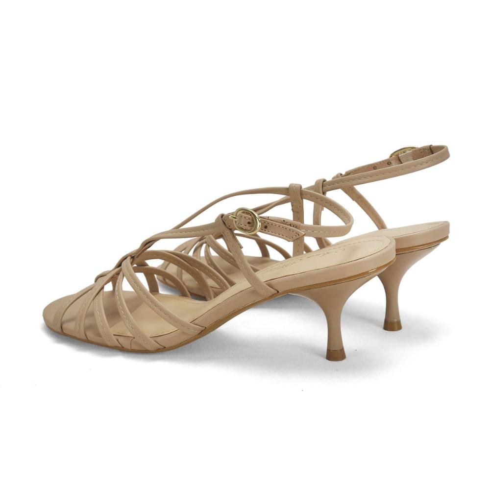 Sandália tiras minimalistas nude Bege 3