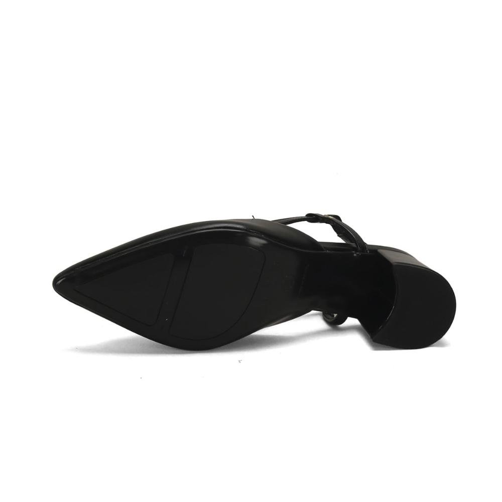 Scarpin slingback salto bloco peça orgânica preto Preto 5