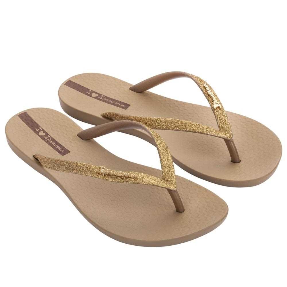 Chinelo Ipanema Glow Feminino Preto Glitter Bege 2