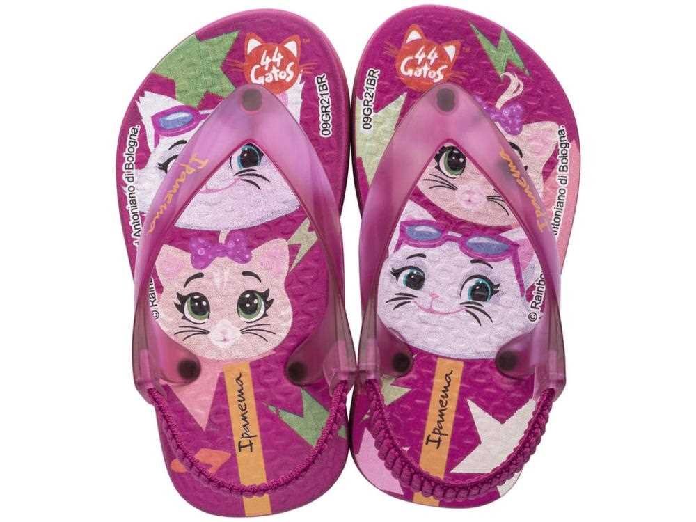 Chinelo ipanema infantil menina 44 gatos rosa 26808 Rosa 2