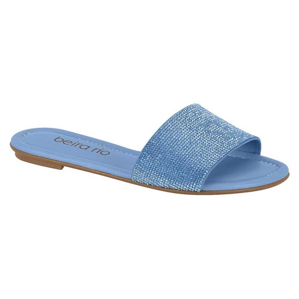 Chinelo beira rio slide com strass 8485.103 Azul 2