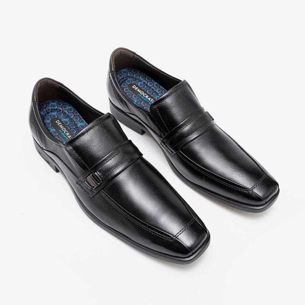 Sapato social democrata masculino em couro 250102 Preto 2