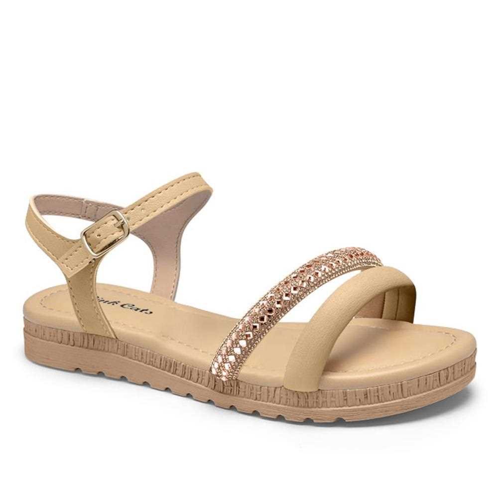 Sandália Pink Cats Infantil Feminina V3972 Bege 2