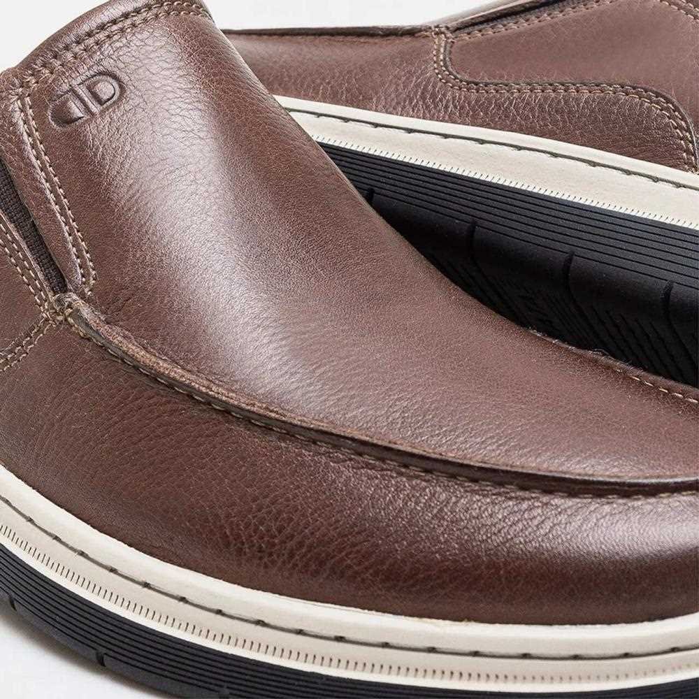 Tênis Casual Democrata Masculino em Couro Marrom 3