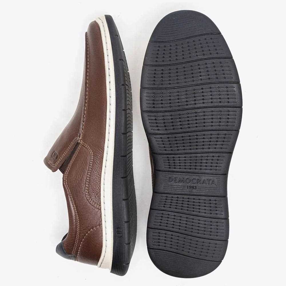 Tênis Casual Democrata Masculino em Couro Marrom 4