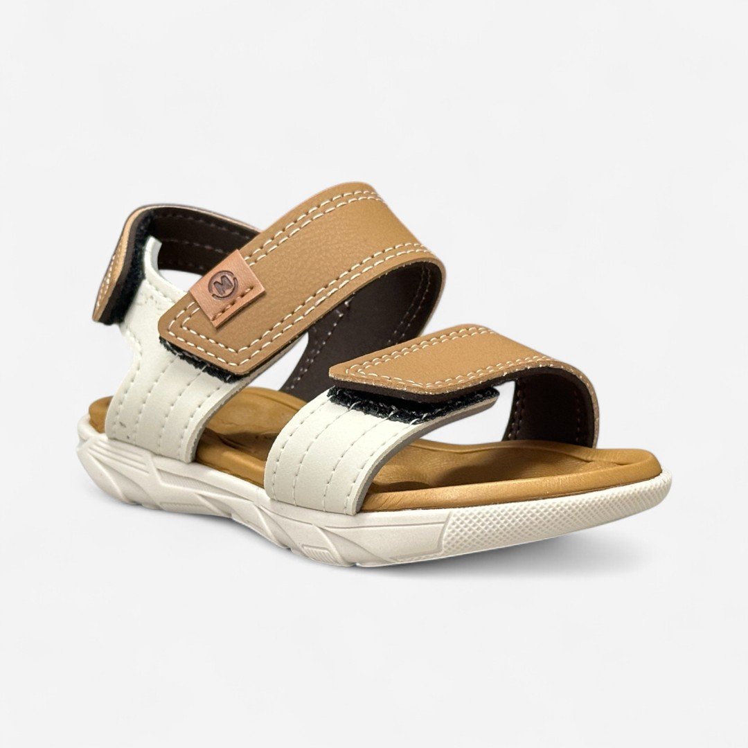Sandália Papete Molekinho Masculina Infantil 2135.153 Caramelo/Branco Off 2