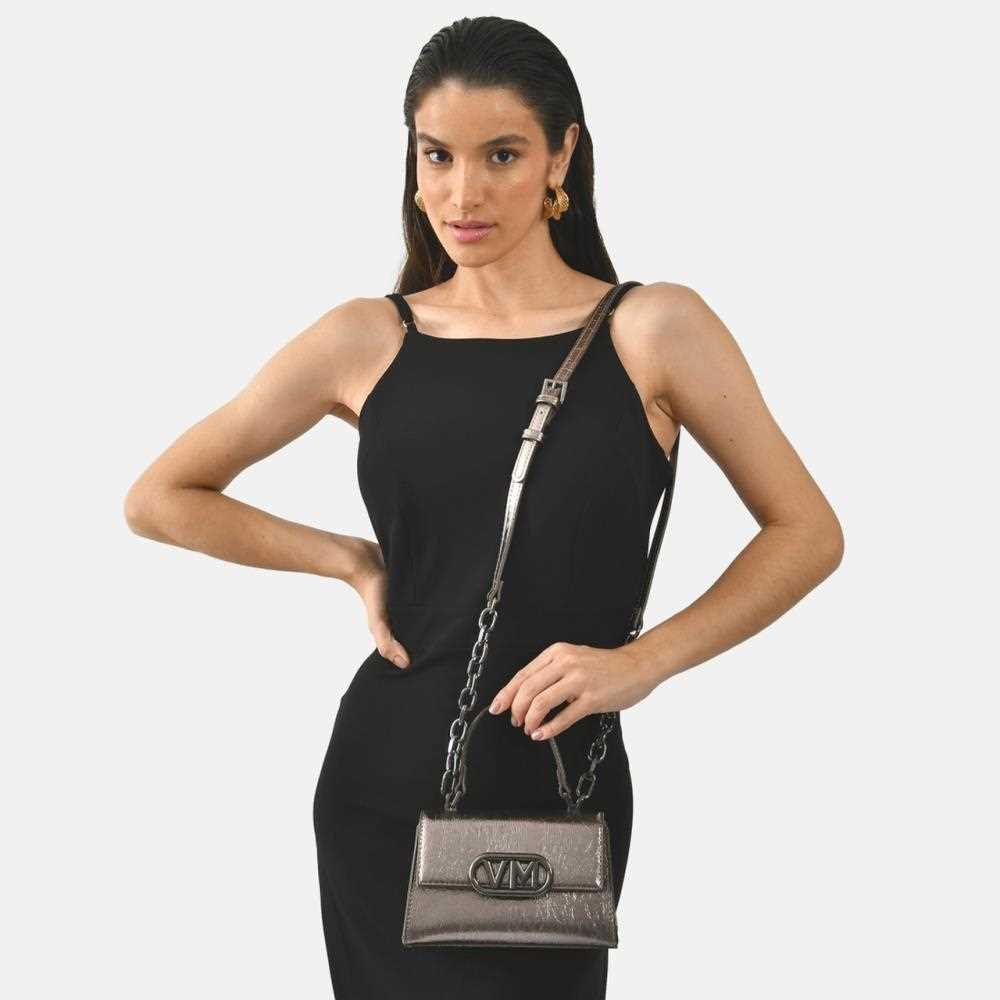 Bolsa Via Marte Tiracolo Pequena Feminina Prata 7