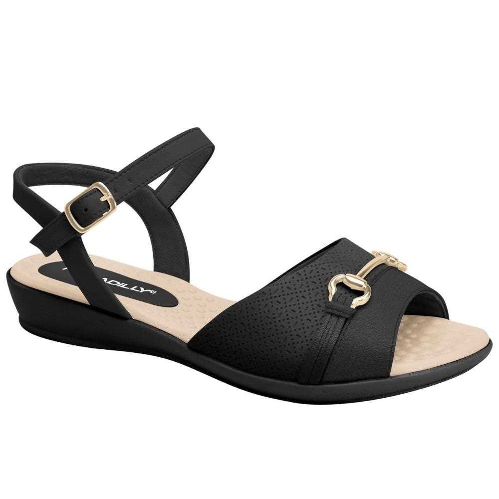 Sandália Rasteira Piccadilly Feminina 500366 Preto 2