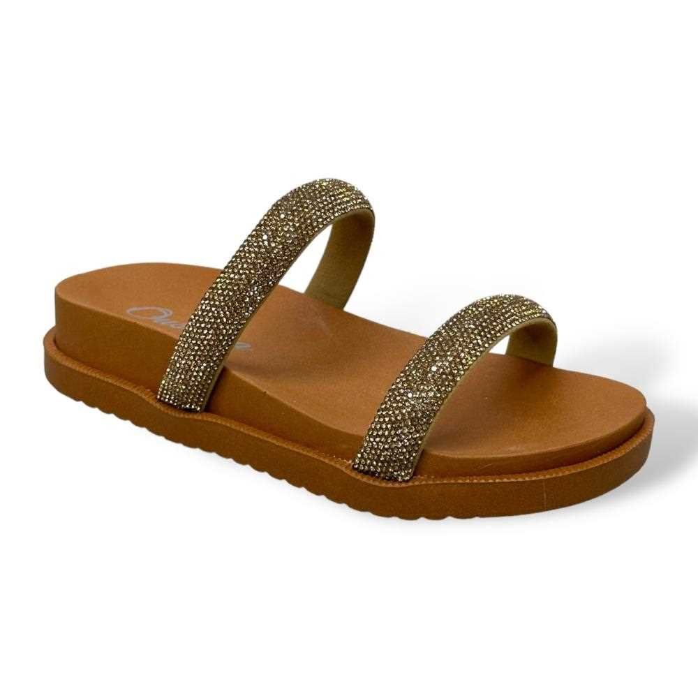 Tamanco Papete Slide Feminino com Strass Marrom 2