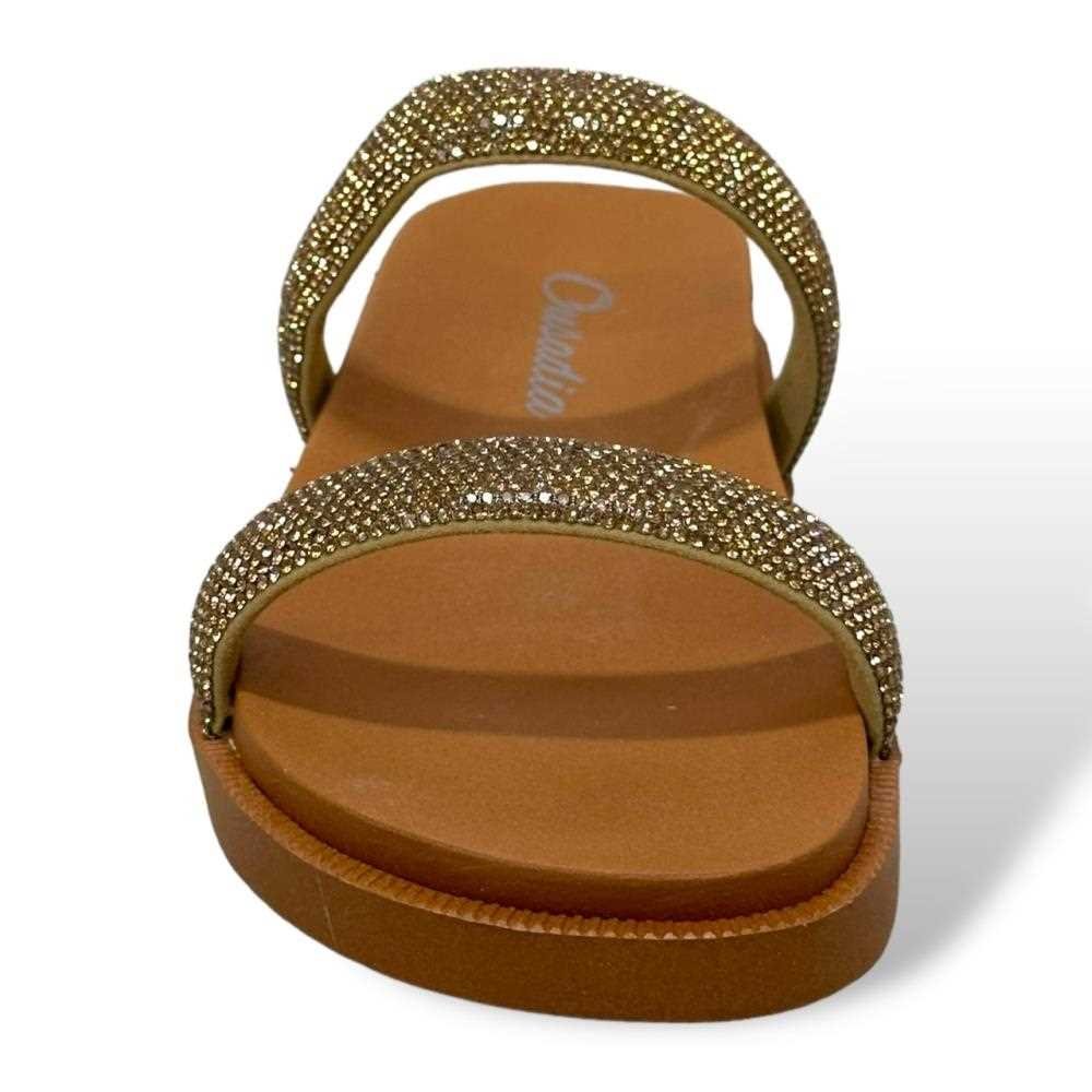 Tamanco Papete Slide Feminino com Strass Marrom 3