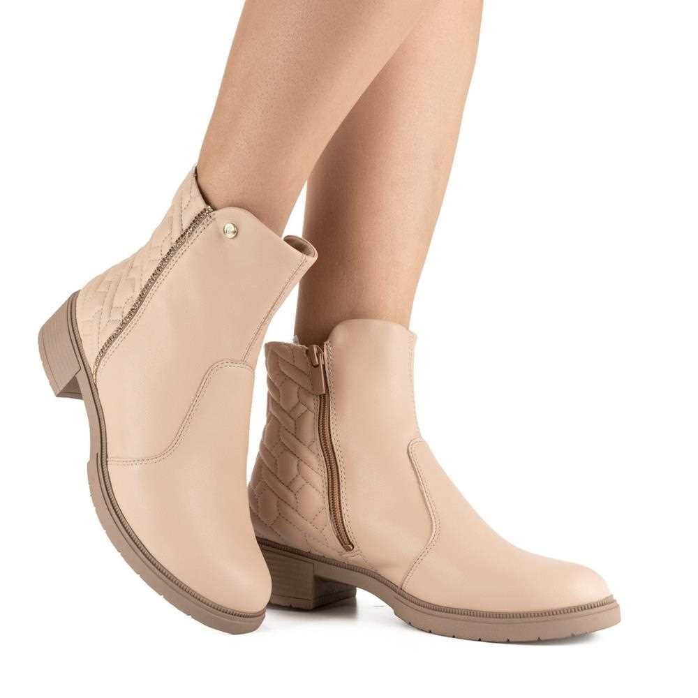 Bota Campesí Cano Curto Feminina L9135 Bege 2