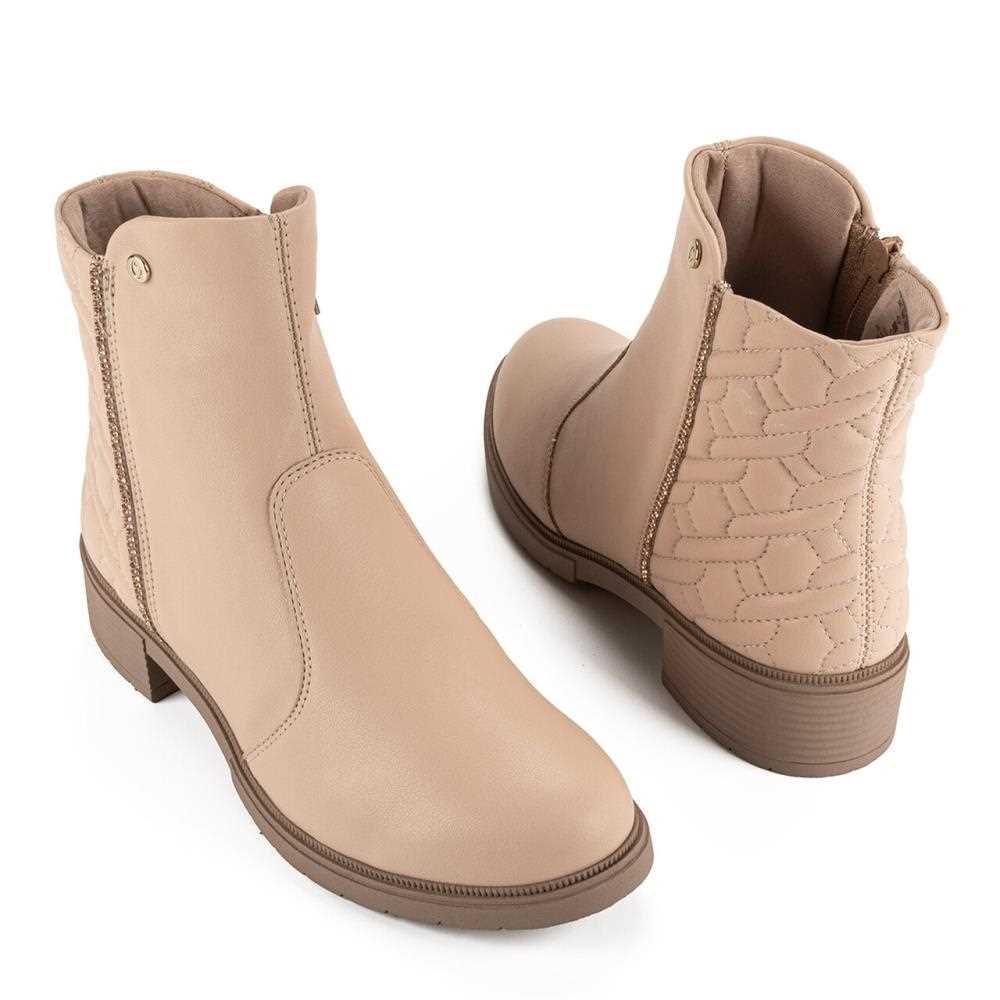 Bota Campesí Cano Curto Feminina L9135 Bege 4