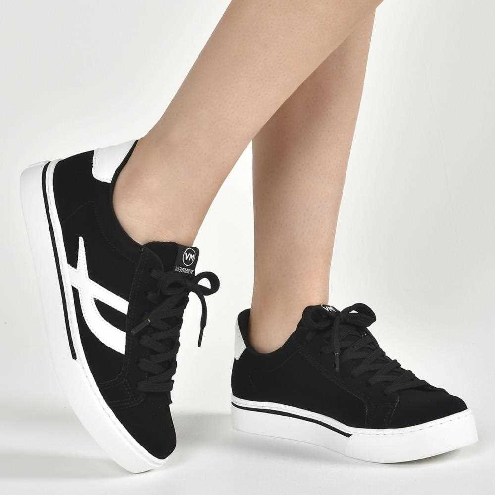 Tênis Via Marte Casual Feminino 016-012-03 Preto/Branco 2