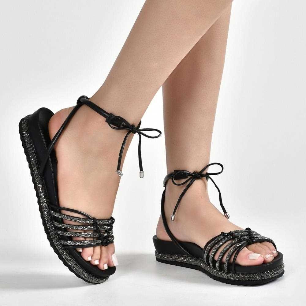 Sandália Via Marte Rasteira Feminina Papete 101-004-02 Preto 2