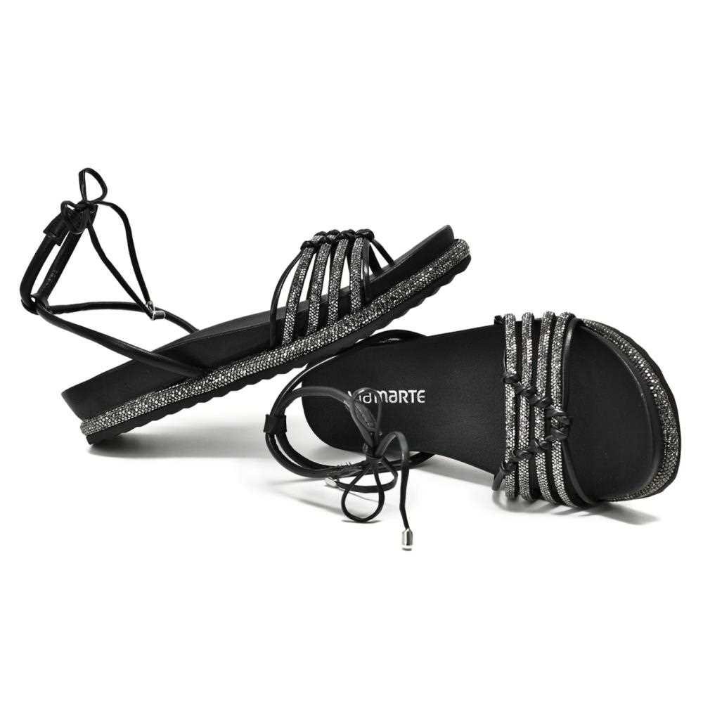 Sandália Via Marte Rasteira Feminina Papete 101-004-02 Preto 4