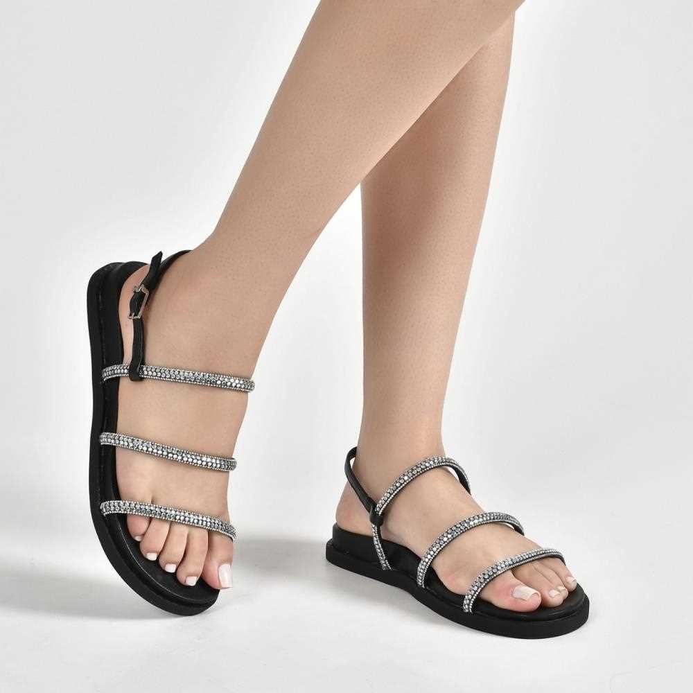 Sandália Via Marte Rasteira Feminina Preto 2