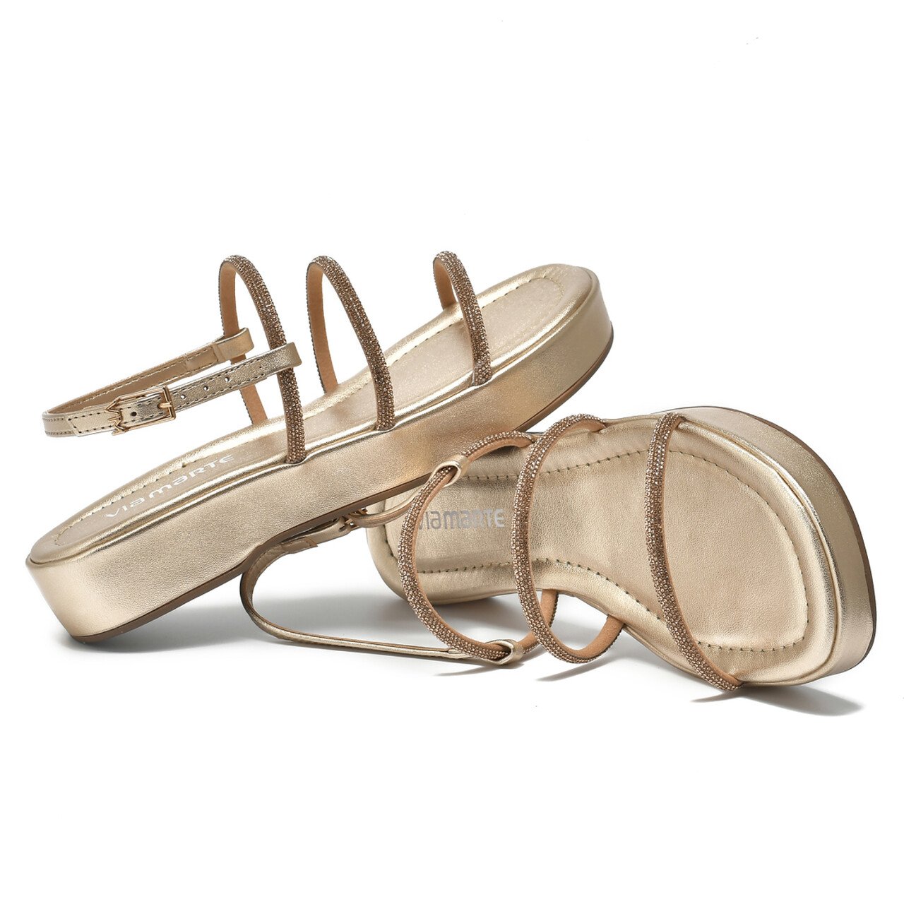 Sandália Via Marte Rasteira Feminina 182-005-01 Dourado 4