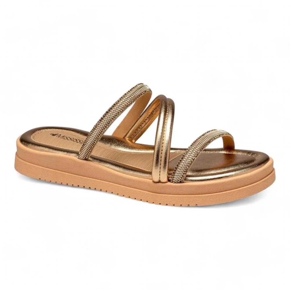 Chinelo Slide Mississipi Feminino Papete MB531 Dourado 2