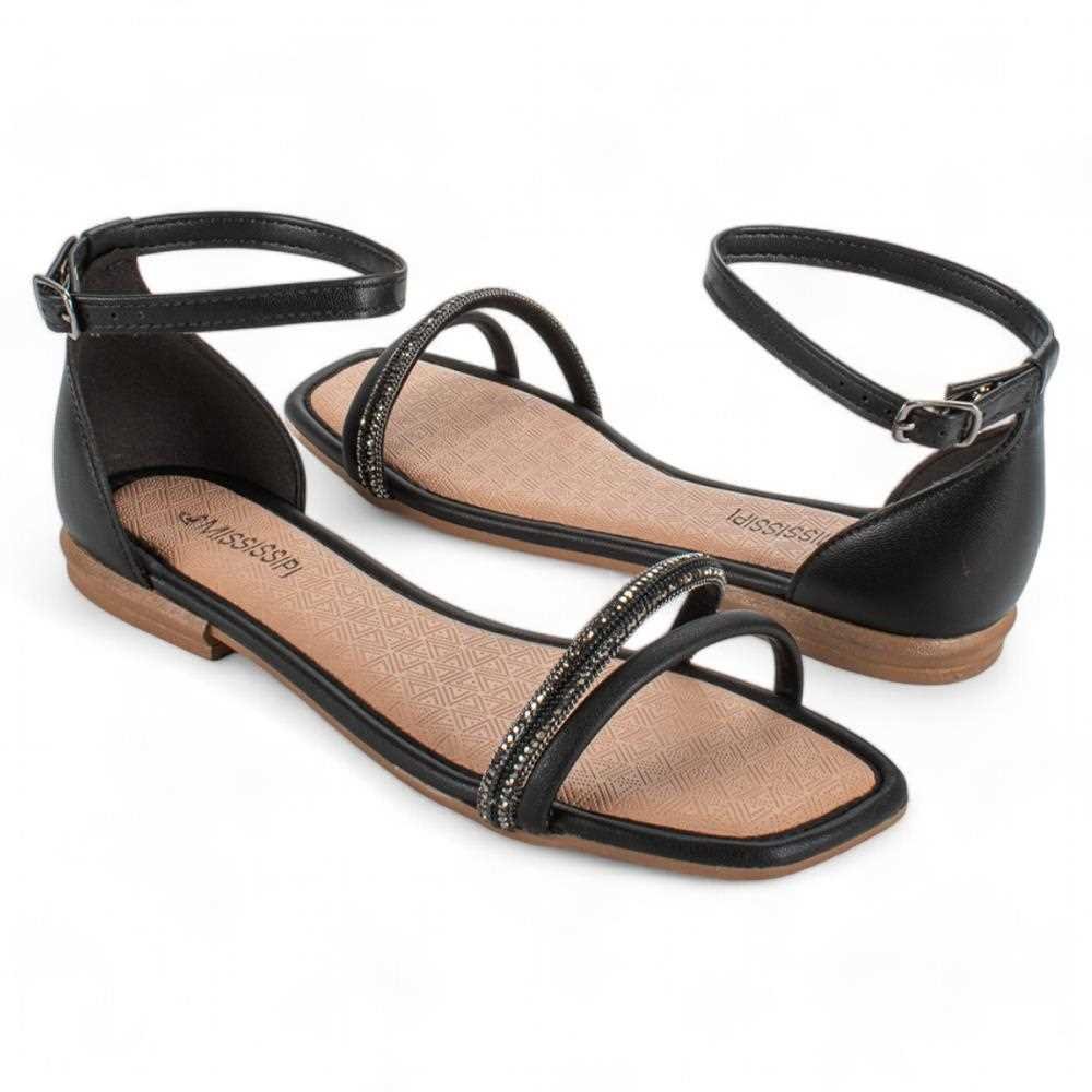 Sandália Mississipi Rasteira Feminina MB754 Preto 2