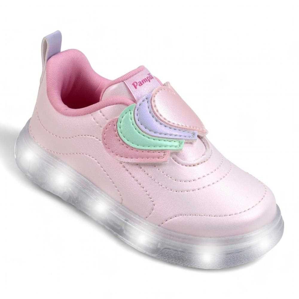 Tênis Pampili Casual Feminino Infantil com Luz 483.022 Rosa 2