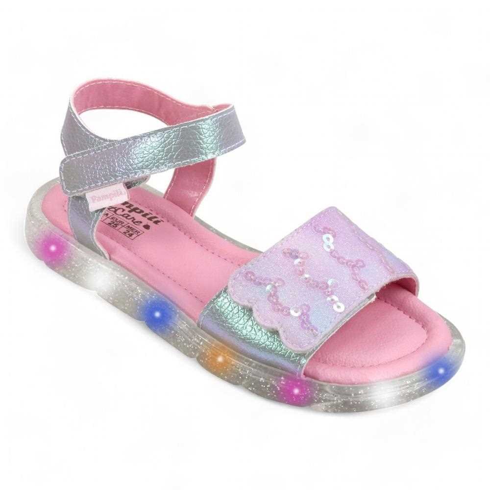 Sandália Pampili Papete Feminina Infantil com Luz 697.032 Prata 2