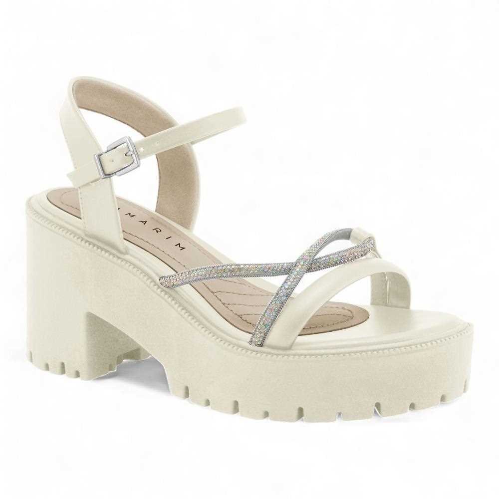 Sandália Ramarim Feminina Salto Médio 2454202 Branco 2