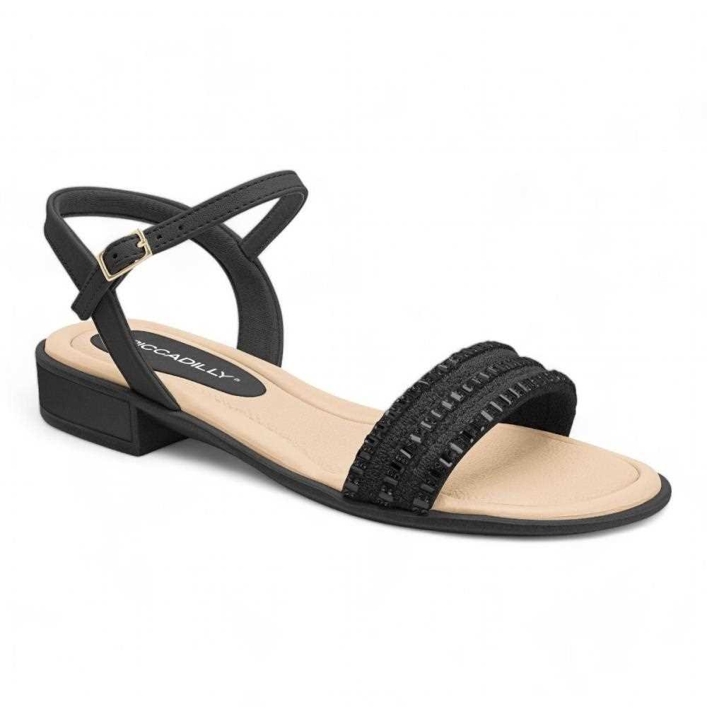 Sandália Piccadilly Salto Baixo Feminina Preto 2